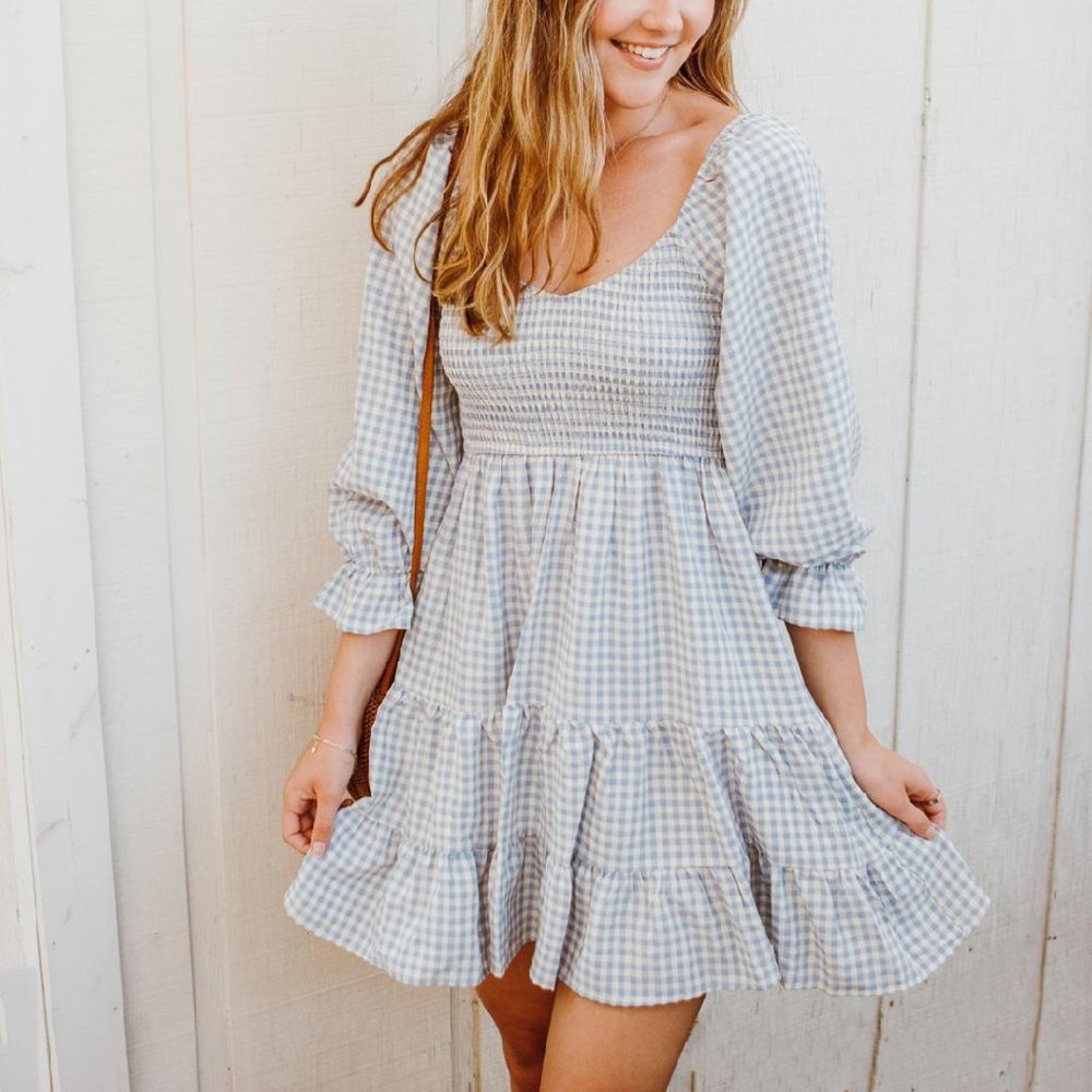 Gingham Smocked Ruffle Dress